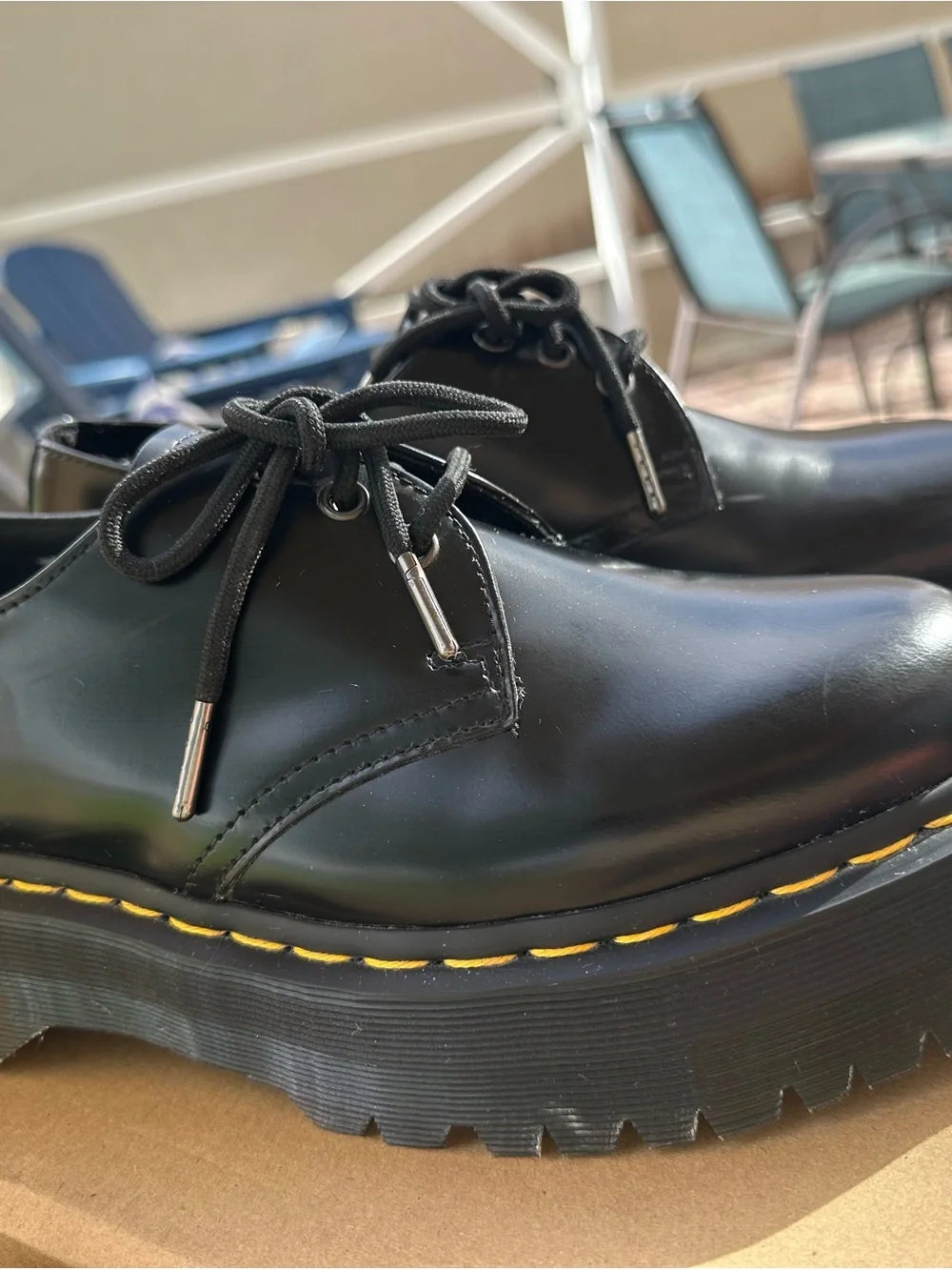 Black Lace-Up Platform Oxford Shoes
